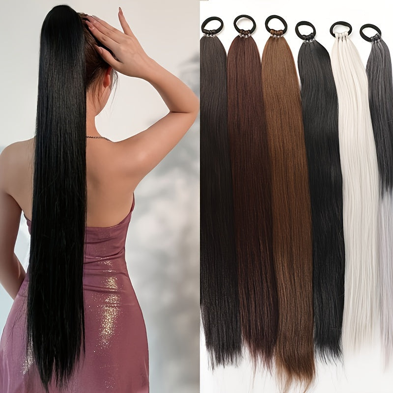 Long Black Synthetic Ponytail Natural Soft Versatile Fit