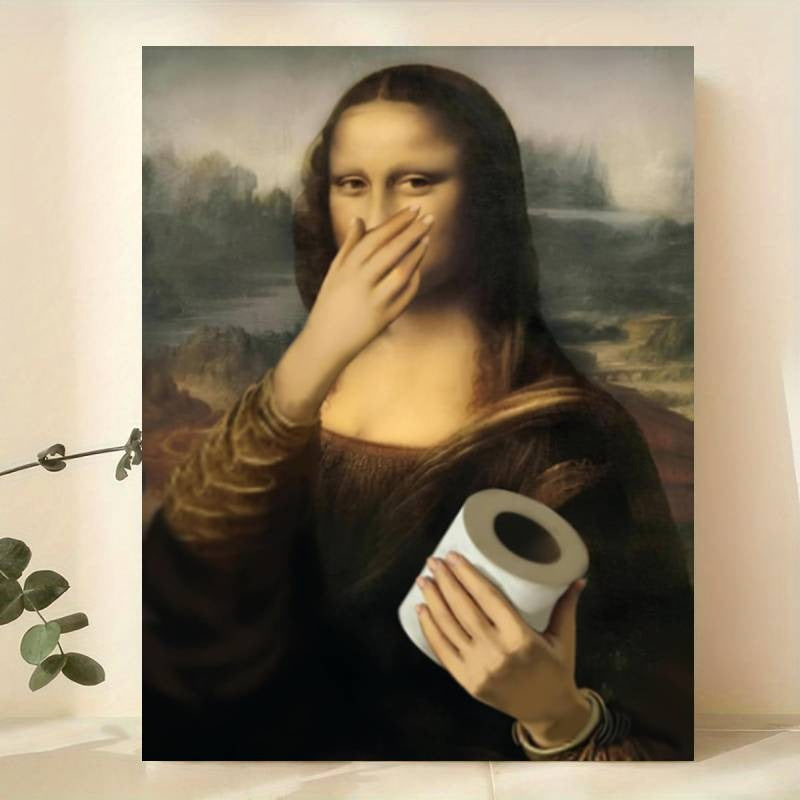 Mona Lisa Toilet Paper Art Print Funny Modern Wall Decor