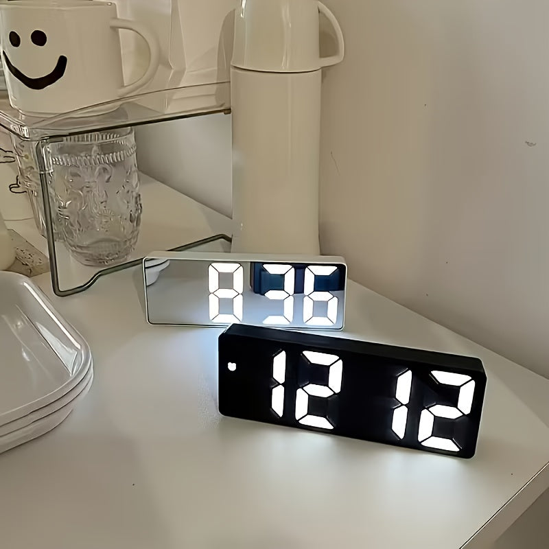LED Mirror Alarm Clock Smart Digital Display Night Light