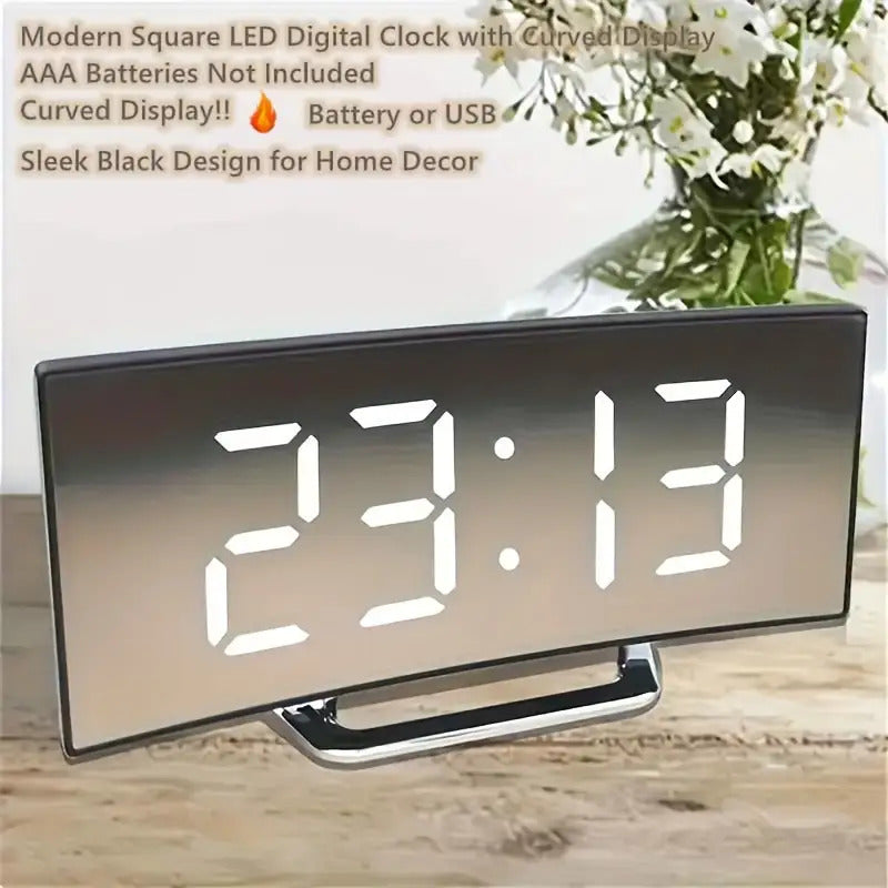 Modern Curved LED Silent Digital Clock