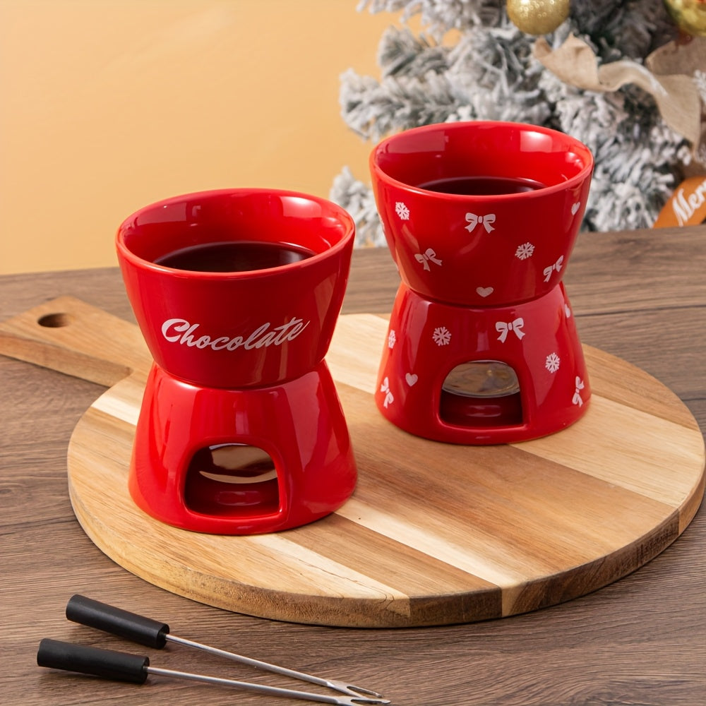 Ceramic Fondue Set Chocolate Cheese Date Night Delight