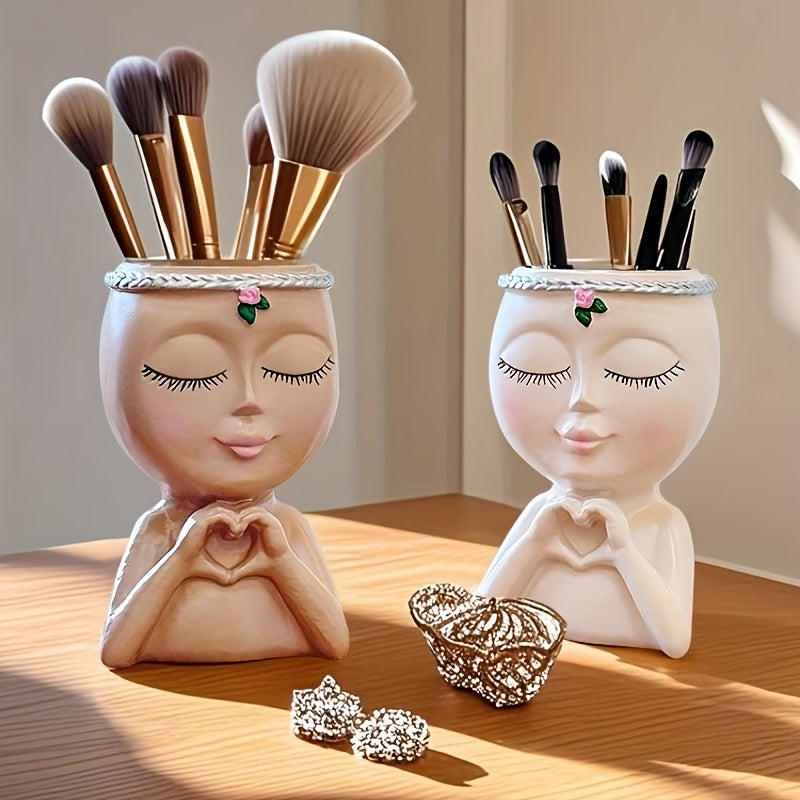 Abstract Face Brush Holder Chic Vanity Storage