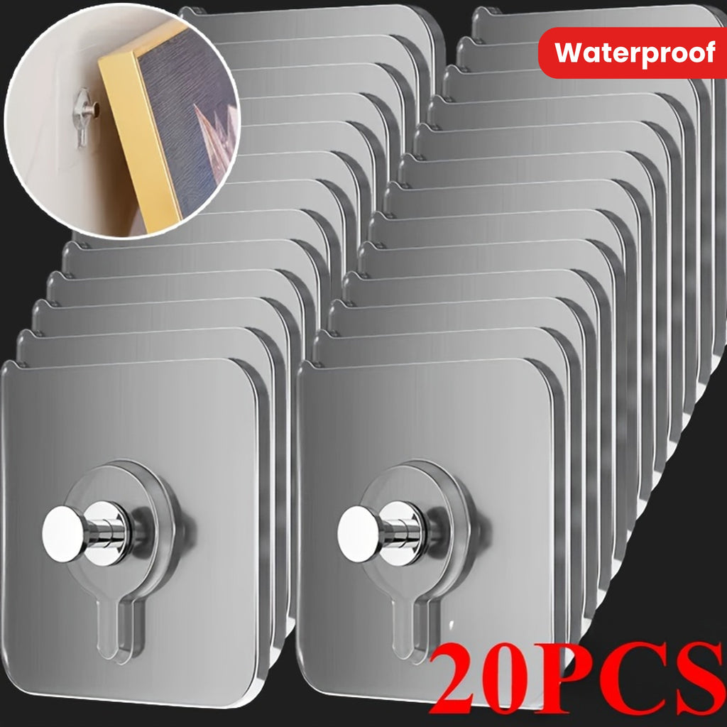 20pc NoDrill Waterproof Wall Hooks Easy Install Strong Hold
