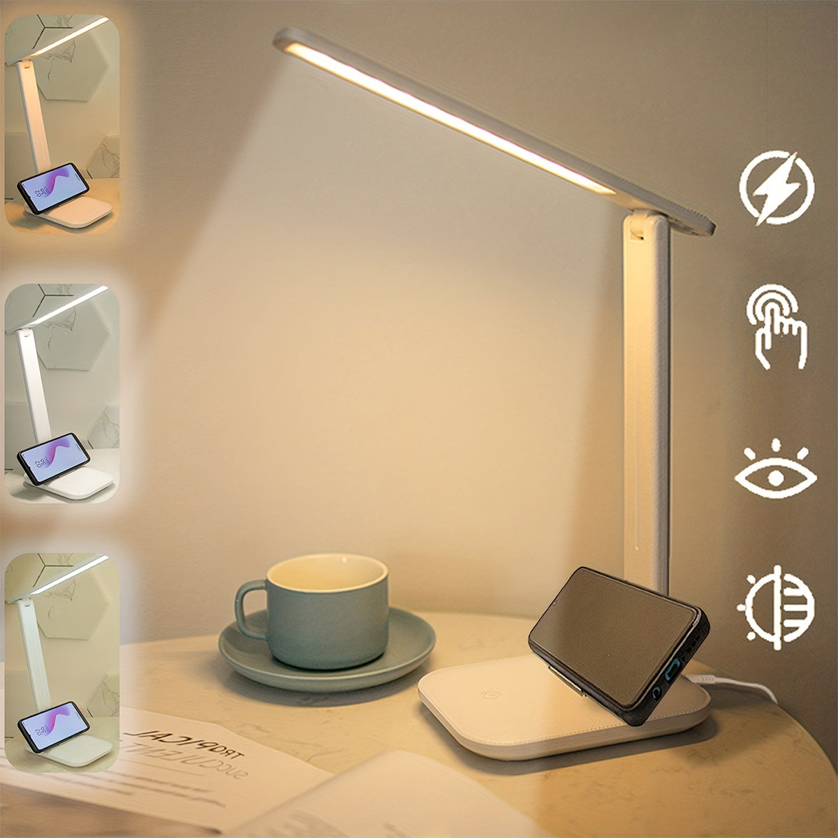 Adjustable LED EyeCare Desk Lamp Foldable USB Touch Dimming
