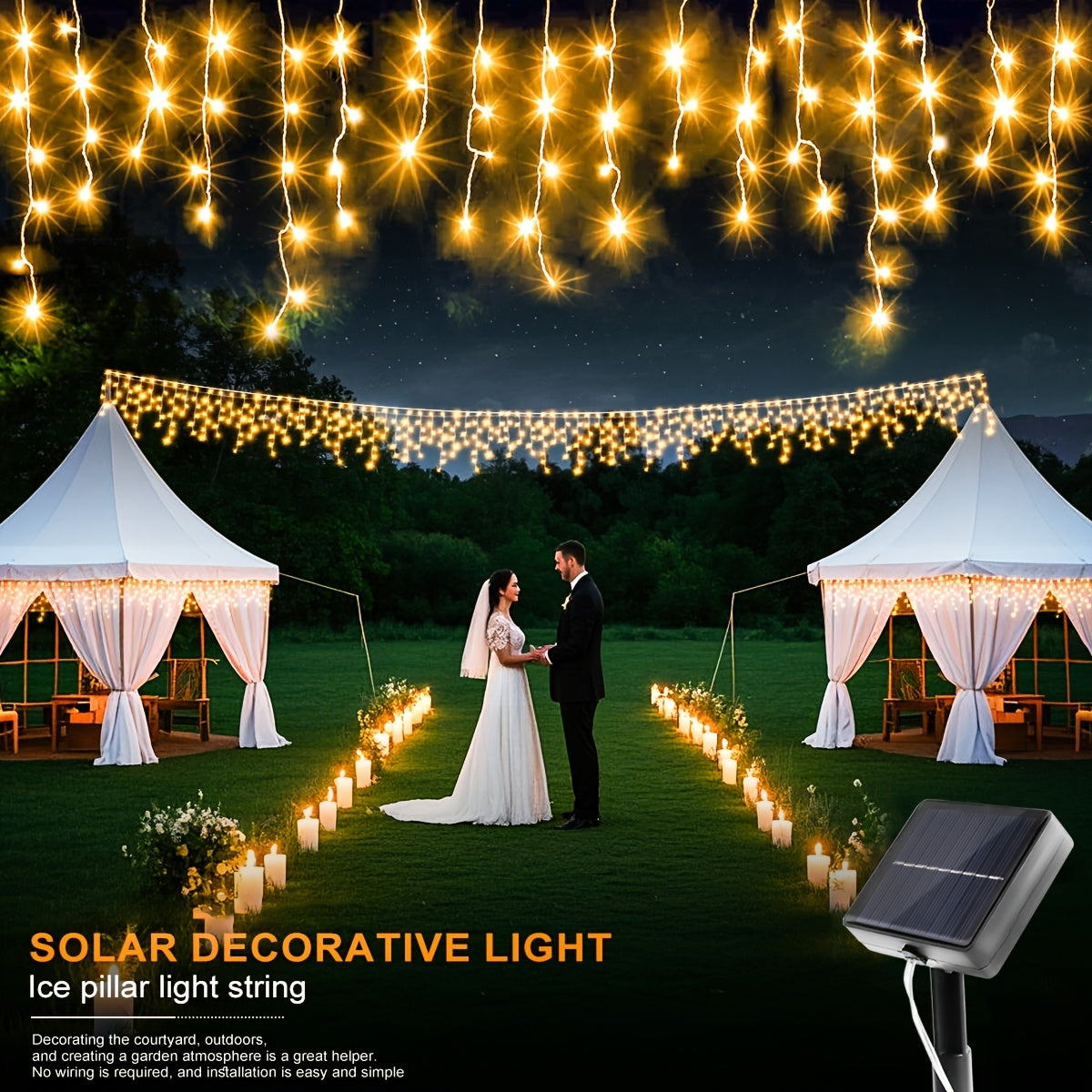 Solar Icicle Lights 96162 LED 8 Modes Outdoor Holiday Decor