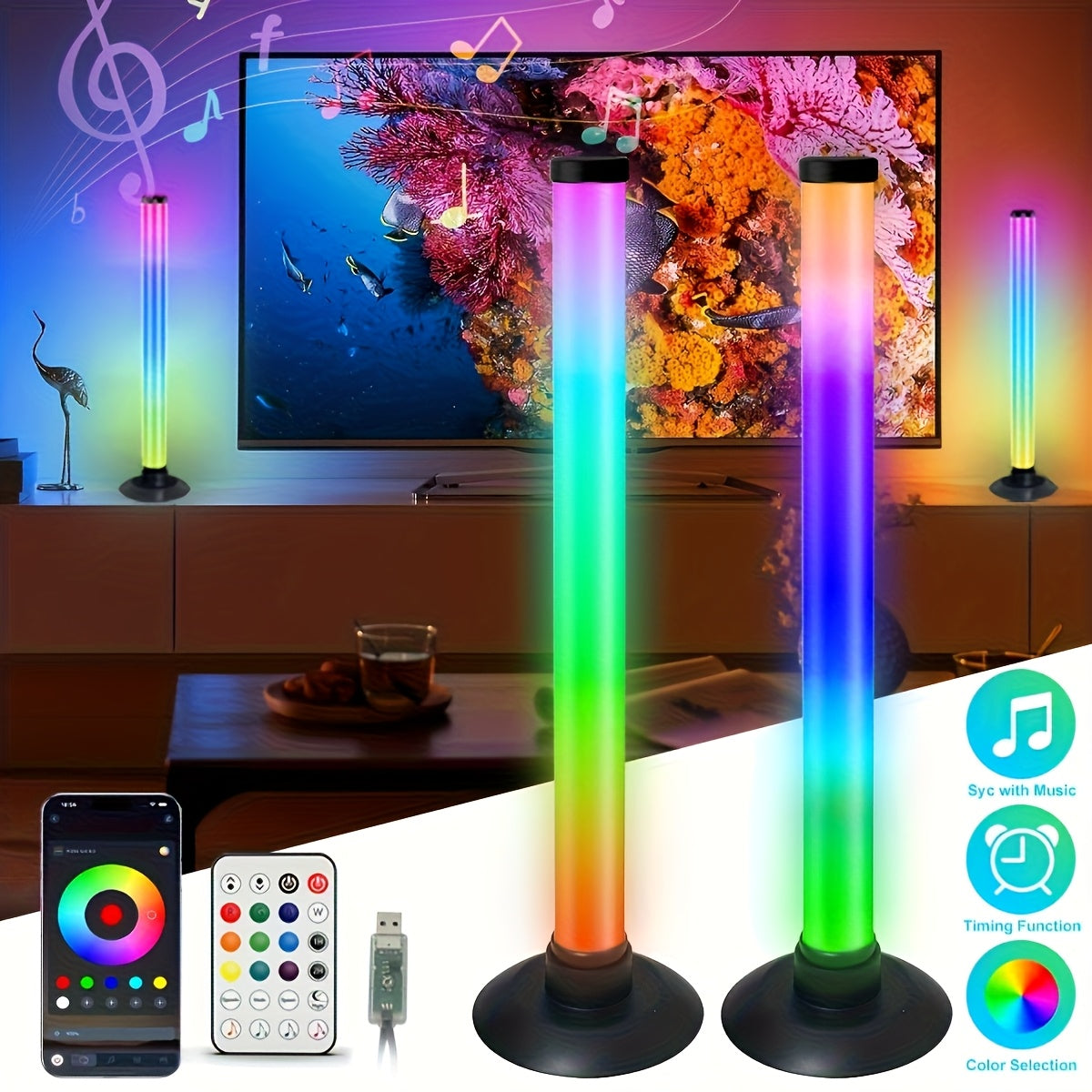 RGBIC Desk Lights Dynamic Sync 16M Colors App Control
