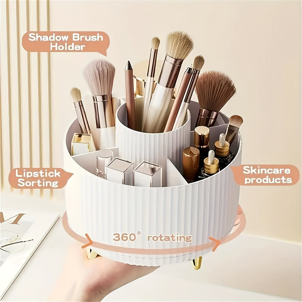 360 Rotating 5Compartment Makeup  Desk Organizer