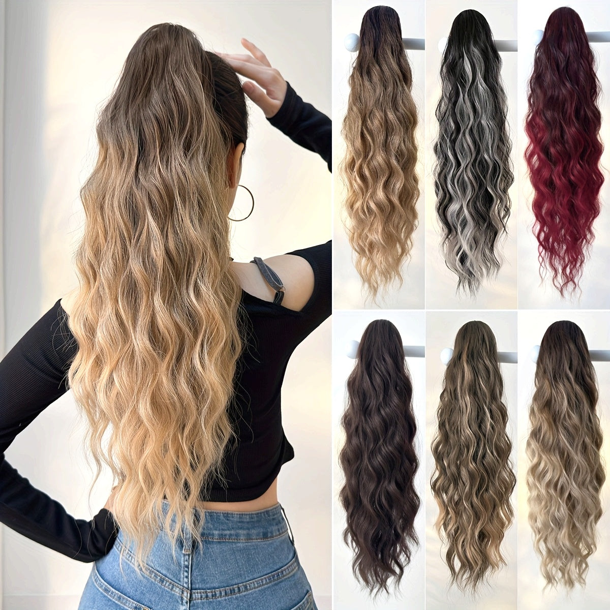 Water Wave Claw Clip Ponytail Extension Instant Feminine Charm