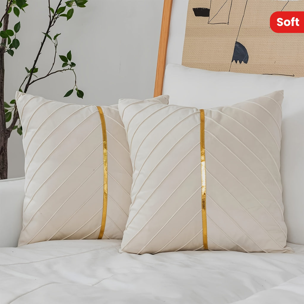 Luxury Velvet Embossed Golden Throw Pillowcase Set 2pcs