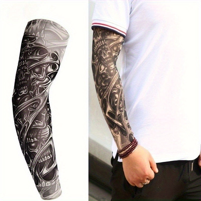 Unisex Skull Tattoo SlipOn Cooling Arm Sleeves for Sports