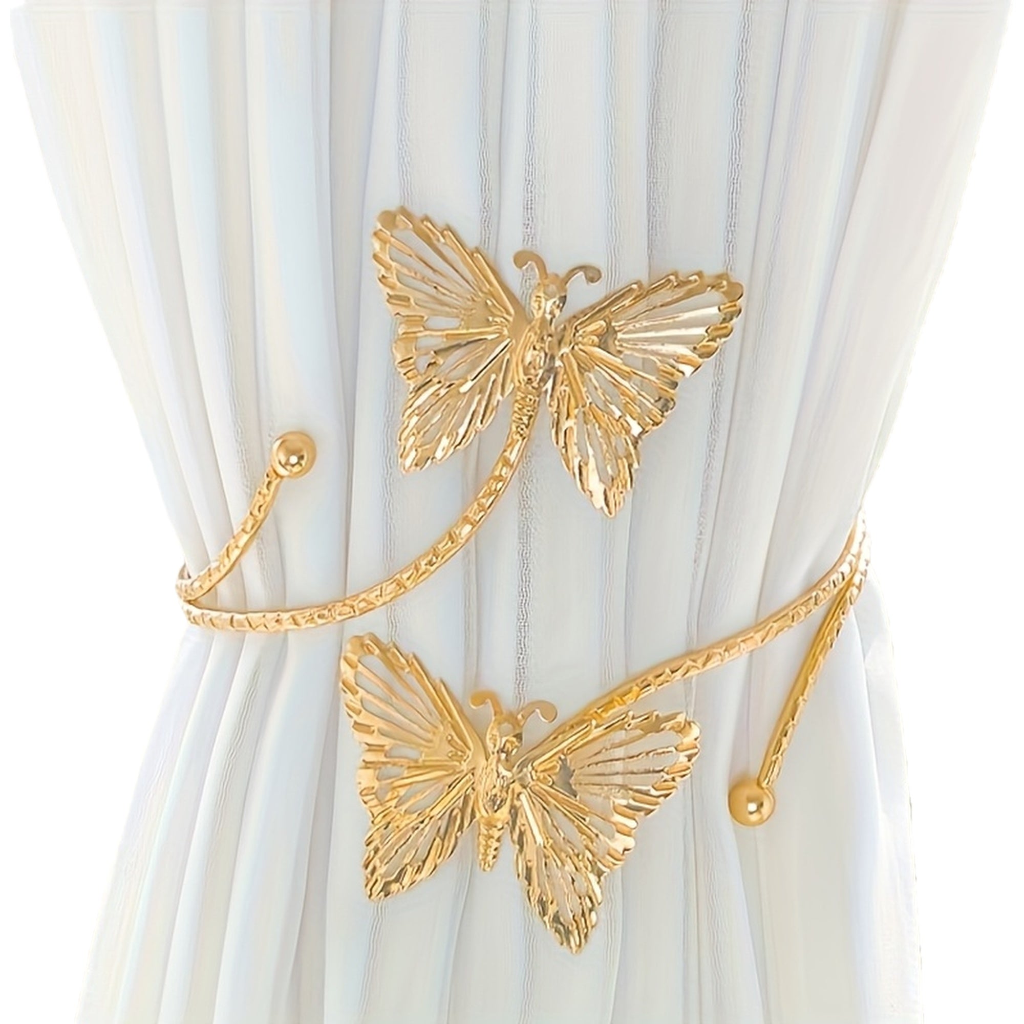 Elegant Golden Cast Iron Butterfly Curtain Tiebacks