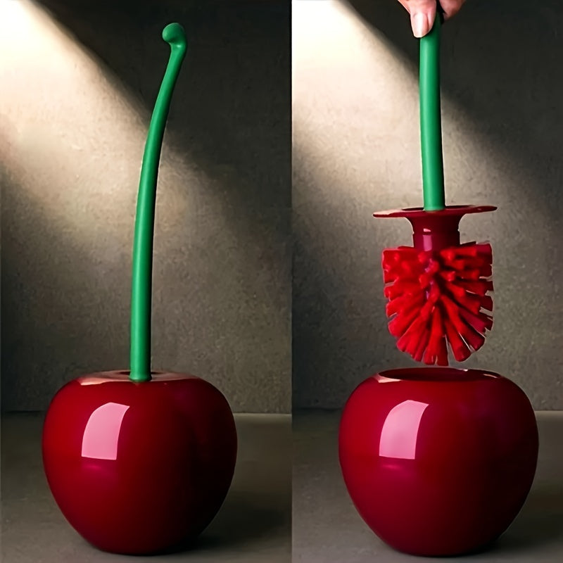 Novelty Cherry Toilet Brush with Holder Creative Bathroom Decor