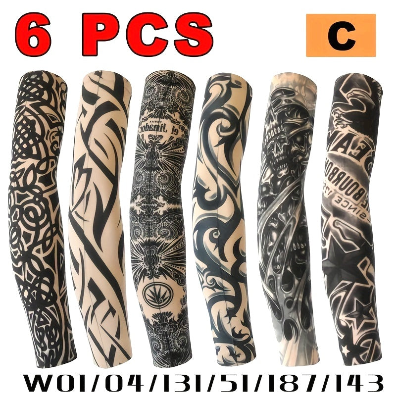 6pc Unisex Tattoo Arm Sleeves Swirls Cycling Casual