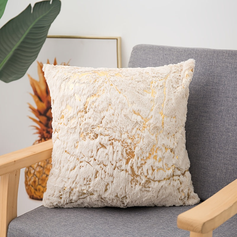 Luxury Gold Marble Plush Pillow Covers Set of 2