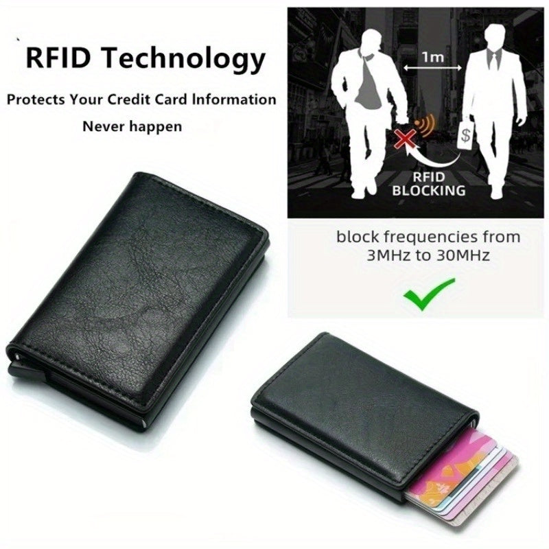Sleek Mens RFID Aluminum Wallet Thin Stylish Crocodile Texture