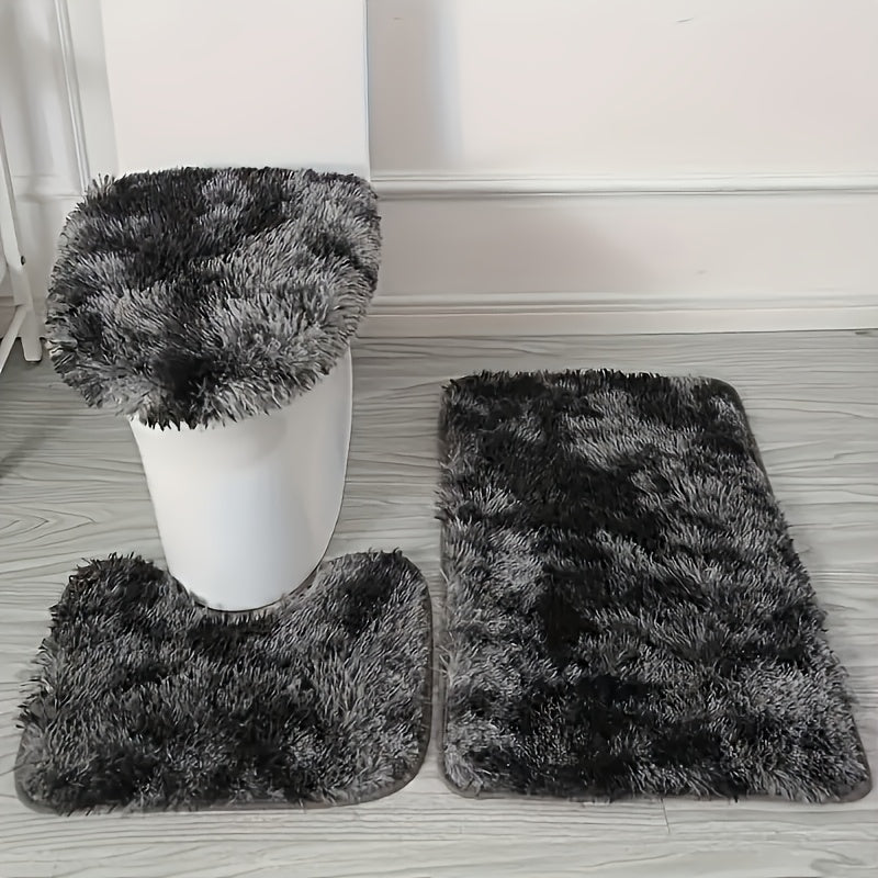 Plush TieDye Bath Mat Set Soft QuickDry NonSlip Comfort