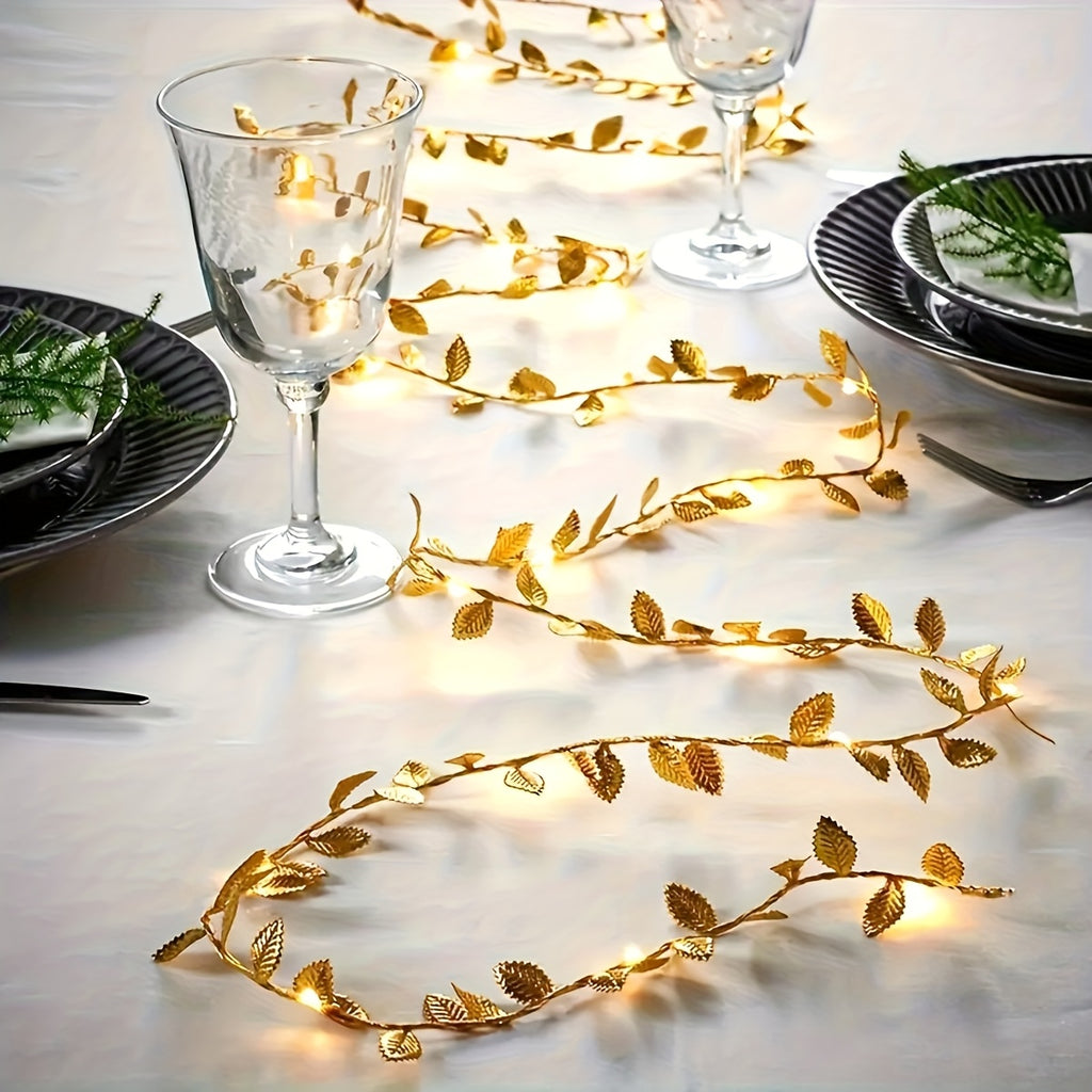 Golden Leaf String Lights Magical Indoor  Holiday Decor