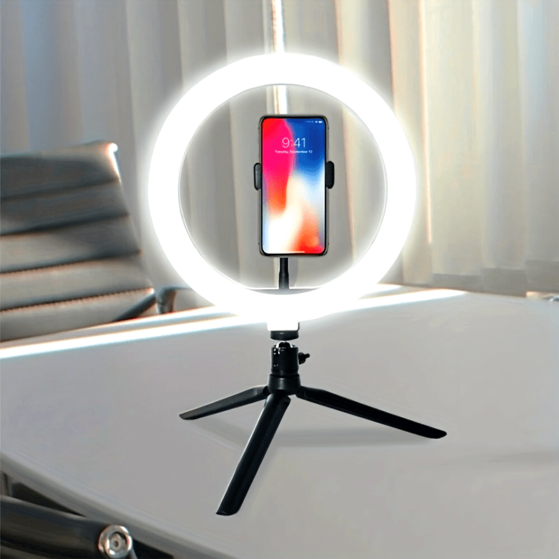 Adjustable LED Ring Light w Phone Holder for Streaming