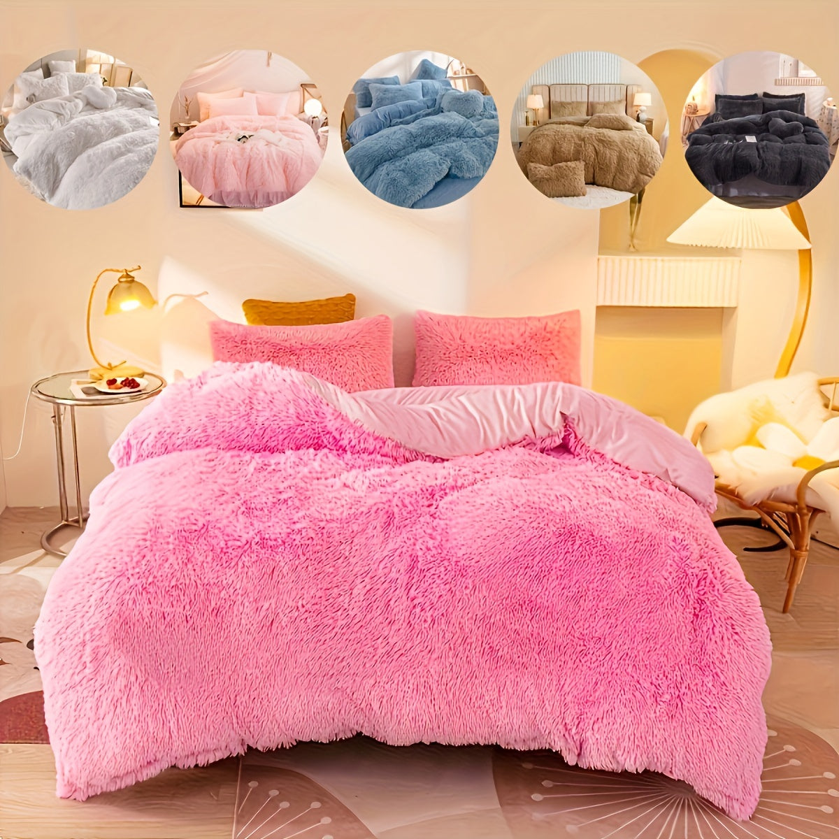 Cozy 3pc Solid Plush Quilt Cover Set