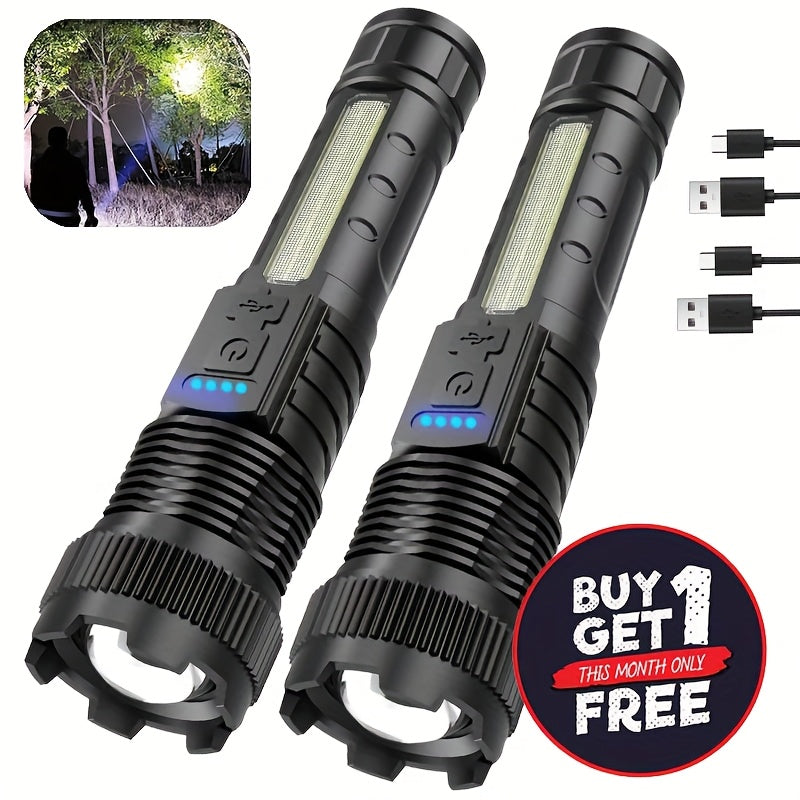 2Pack HighLumen Rechargeable LED Flashlights BOGO