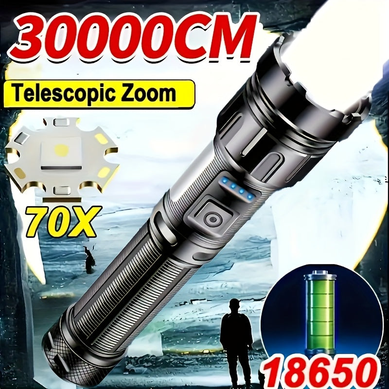 UltraBright USB Rechargeable LED Flashlight with Telescopic Zoom