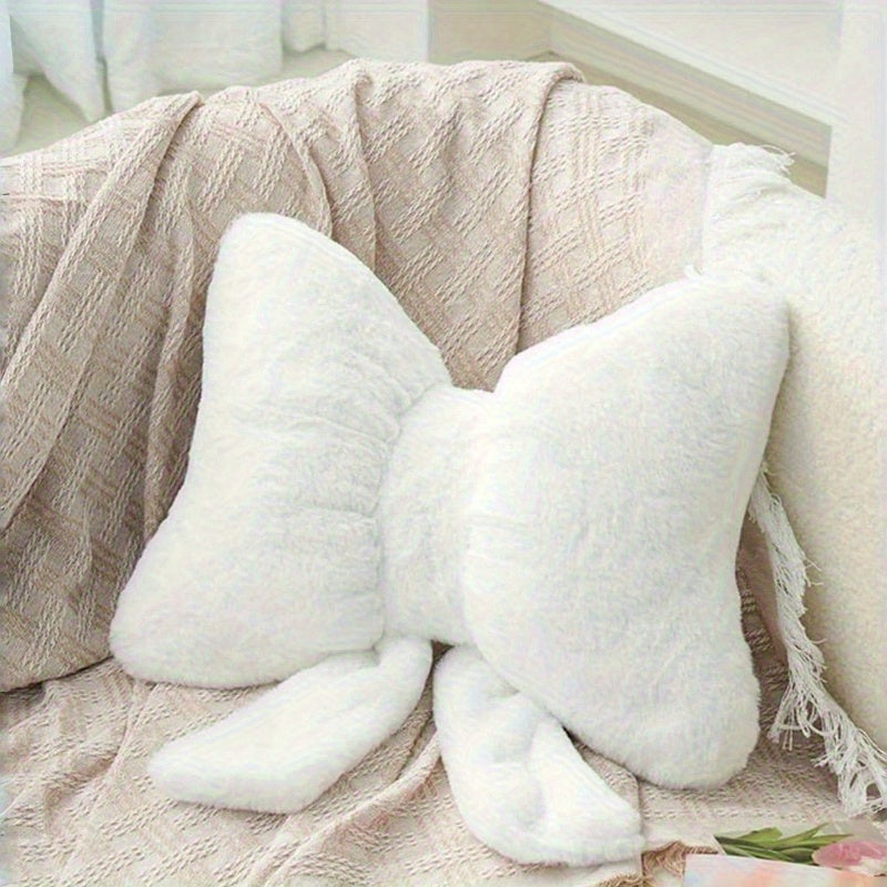 Soft Bow Decorative Lumbar Pillow  6 Colors Available