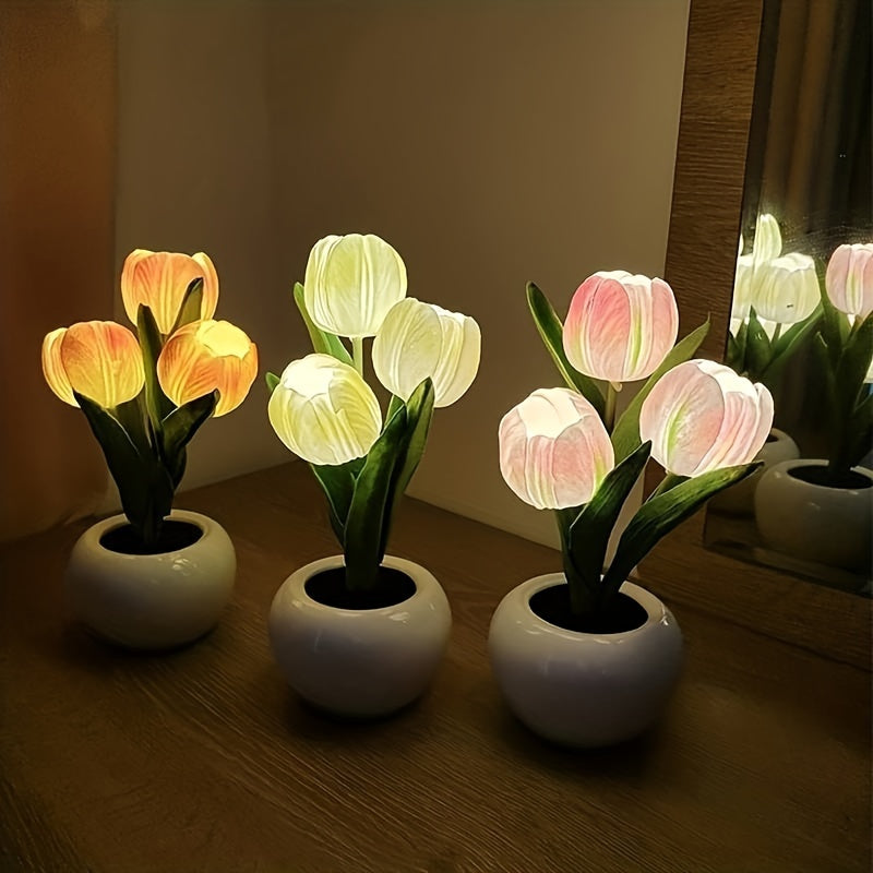 Romantic LED Tulip Vase Night Lamp for Any Room