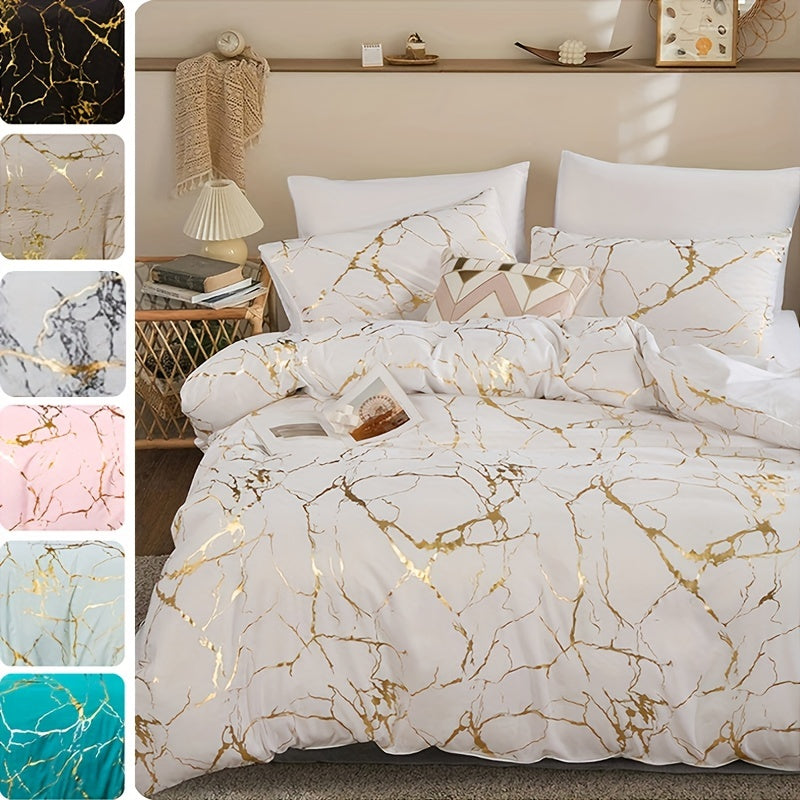 3pc Classic Gold Foil Duvet Cover Set
